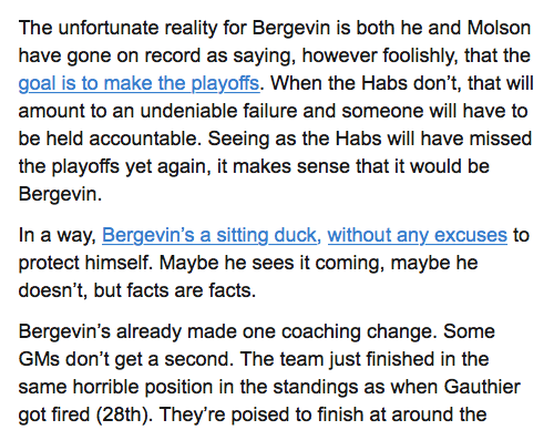 Ce sera assurément, un de ces deux scénarios pour Bergevin...