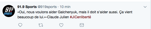 Claude Julien ne voulait pas CASSER Galchenyuk, juste l'envoyer en DÉSINTOX...