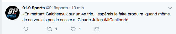 Claude Julien ne voulait pas CASSER Galchenyuk, juste l'envoyer en DÉSINTOX...
