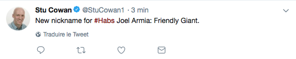HAHA...Joel Armia a un nouveau surnom...