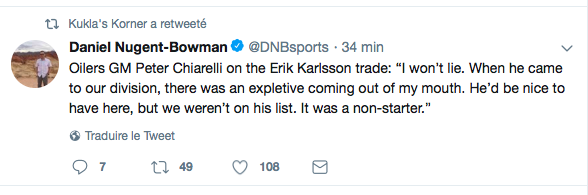 On comprend Erik Karlsson d'avoir dit NON à Edmonton....