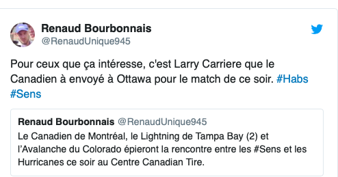 Pourquoi Larry Carrière a été envoyé pour le match Sénateurs-Hurricanes?