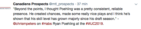 Ryan Poehling de plus en plus décrit....comme....
