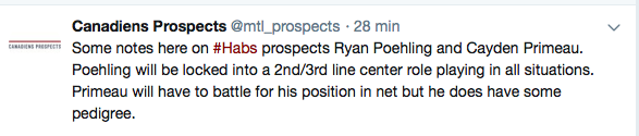 Ryan Poehling pourrait être même le 3e centre...