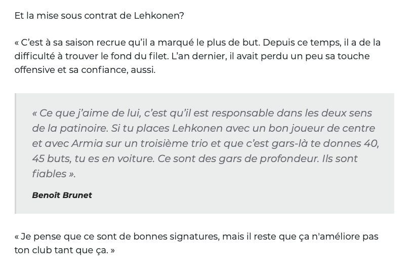BEN BEN BRUNET approuve les signatures de Lehkonen et Armia....HAHA!!!!