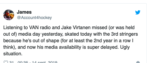 Jake Virtanen est à DONNER à Vancouver....