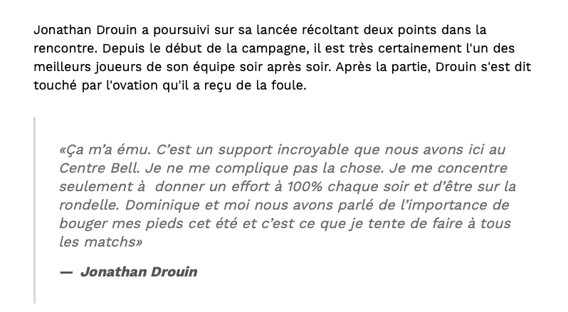 DOM DOM Ducharme a montré à Jonathan Drouin...