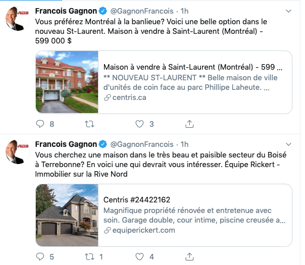 François Gagnon est devenu AGENT D'IMMEUBLE sur TWITTER??????