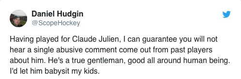 Aucune chance de voir le nom de Claude Julien lié au scandale ?