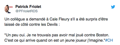 Claude Julien n'a même pas parlé à Cale Fleury...