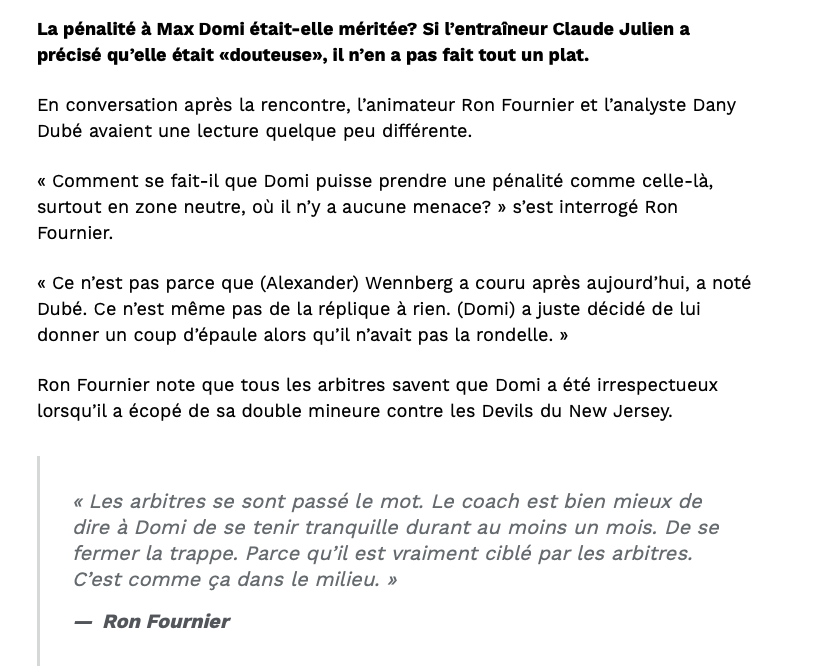 Max Domi VISÉ par les arbitres, Ron Fournier le sait!!!!