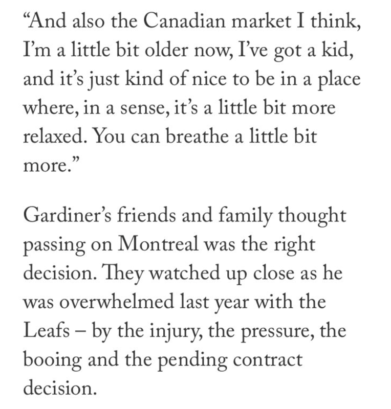 Jake Gardiner continue de dire que Montréal...