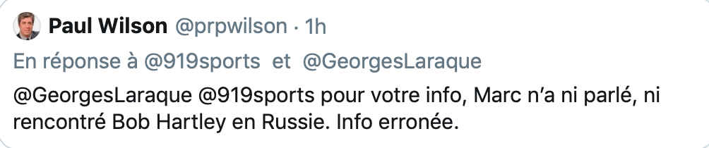Même le gars des communications du CH rit de Georges Laraque...