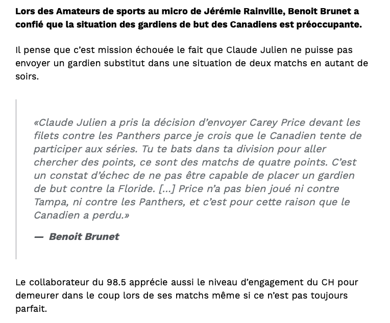 MESSAGE à Benoît Brunet....