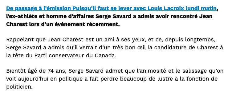 Serge Savard...appuie...Jean Charest....