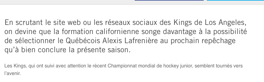Alexis Lafrenière continue de dire à ses proches....