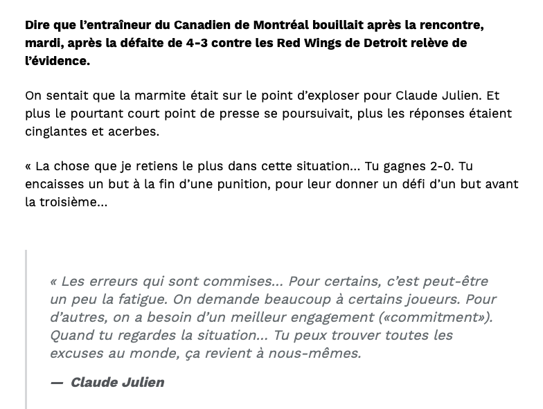 Claude Julien sera CONGÉDIÉ..