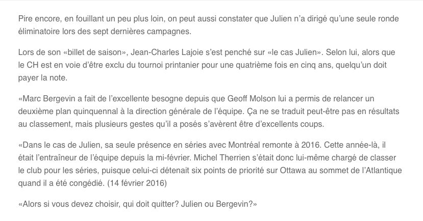 Jean-Charles Lajoie demande le CONGÉDIEMENT de Claude Julien....