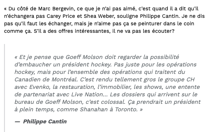 Marc Bergevin et Philippe Cantin....une GUERRE à FINIR..