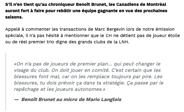 Benoît Brunet est en TABARN.....