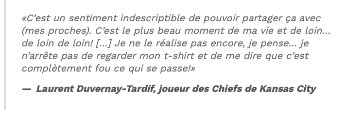 Heureusement que Laurent Duvernay-Tardif n'est pas MARIÉ ou n'a pas d'enfant...