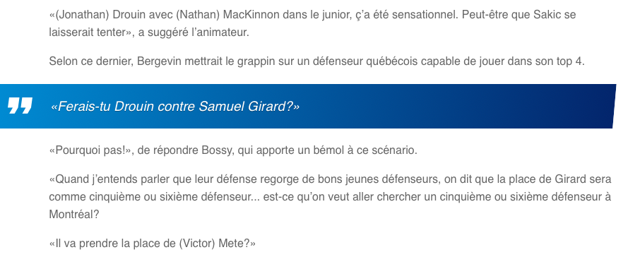 Jean-Charles Lajoie envoie Samuel Girard à Montréal!!!!!