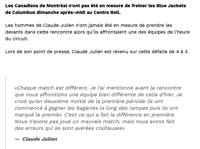 On dirait que Claude Julien sait....qu'il sera CONGÉDIÉ...