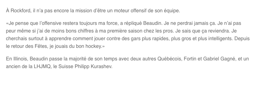 Alors que les rumeurs envoyant Nicolas Beaudin à Montréal...