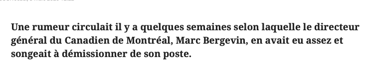 Marc Bergevin aurait ÉCLATÉ en SANGLOTS....
