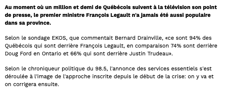 Marc Bergevin avait aussi 94% de l'appui québécois quand il est arrivé en poste...