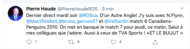 Pierre Houde met de côté la RIVALITÉ RDS-TVA SPORTS...