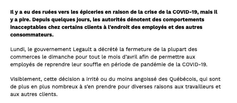 Bagarres, CRACHAT, violence...dans les épiceries du Québec...