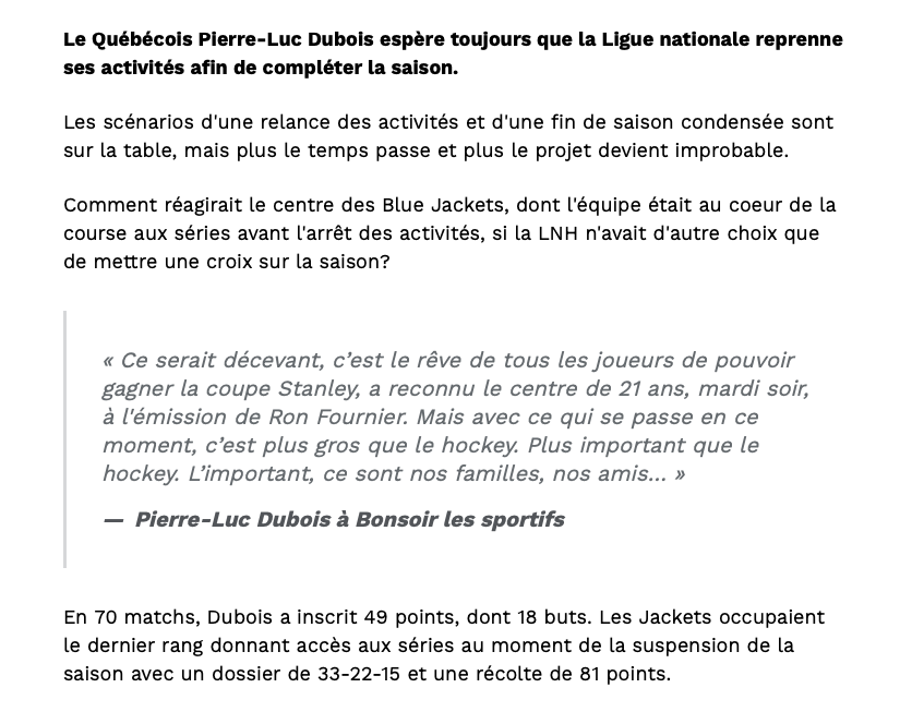 Ron Fournier n'a pas demandé à Pierre-Luc Dubois....