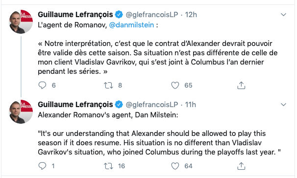 Alex Romanov contre les Penguins: son agent est en FEU!!!!