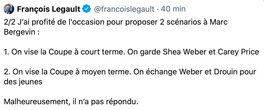 François Legault a encore proposé à Marc Bergevin...