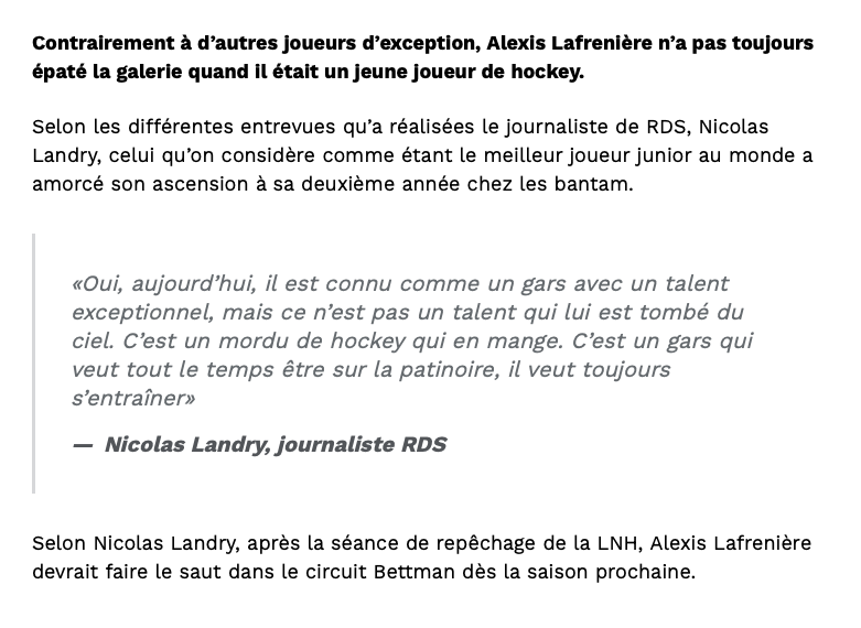 Alexis Lafrenière, pas un EXCEPTIONNEL, mais un NERD du hockey?