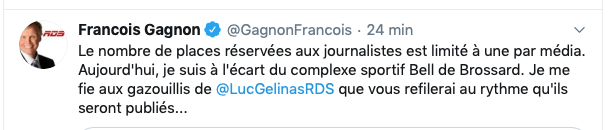 Luc Gélinas est rendu NUMÉRO UN à RDS...avant François Gagnon...
