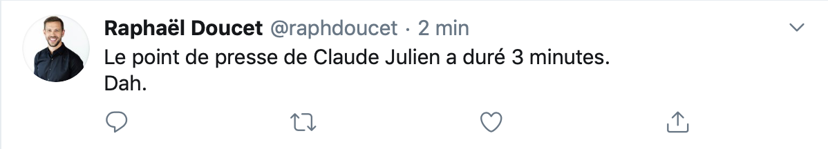 Claude Julien est rendu comme le reste de sa MAFIA...