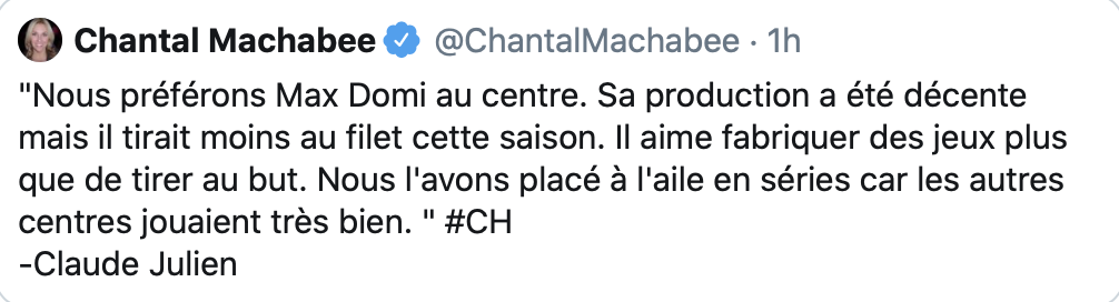 Est-ce que Claude Julien nous annonce la fin de Domi à Montréal ?