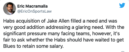 Jake Allen encore acquis trop tôt par Marc Bergevin?