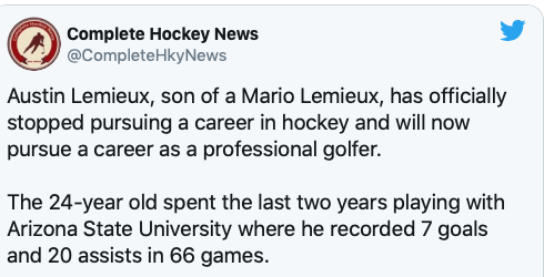 Le fils de Mario Lemieux doit comprendre...
