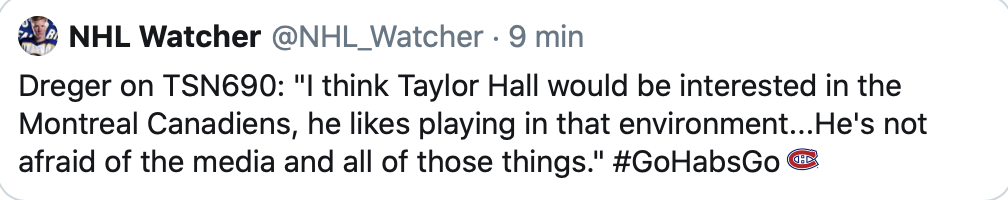 WOW...Taylor Hall serait intéressé à jouer à Montréal !!!