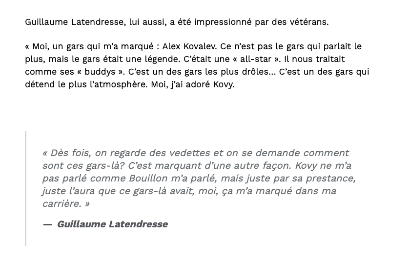 Alex Kovalev a MAL INFLUENCÉ Guillaume Latendresse....