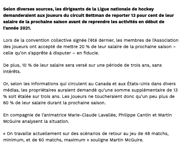 Ça sent vraiment le retour du hockey de la LNH à Québec....