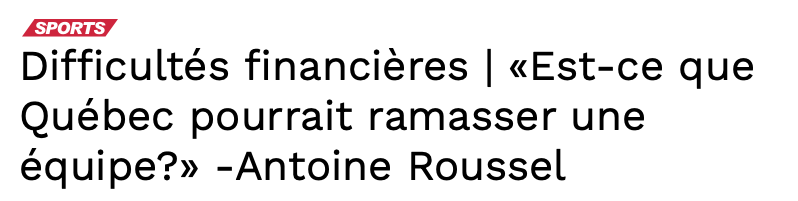 Le retour des Nordiques: au tour d'Antoine Roussel...