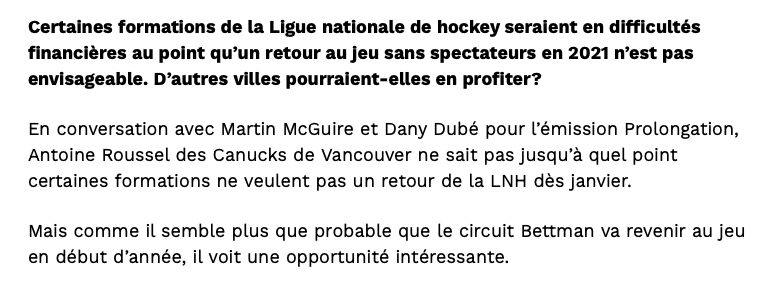 Le retour des Nordiques: au tour d'Antoine Roussel...