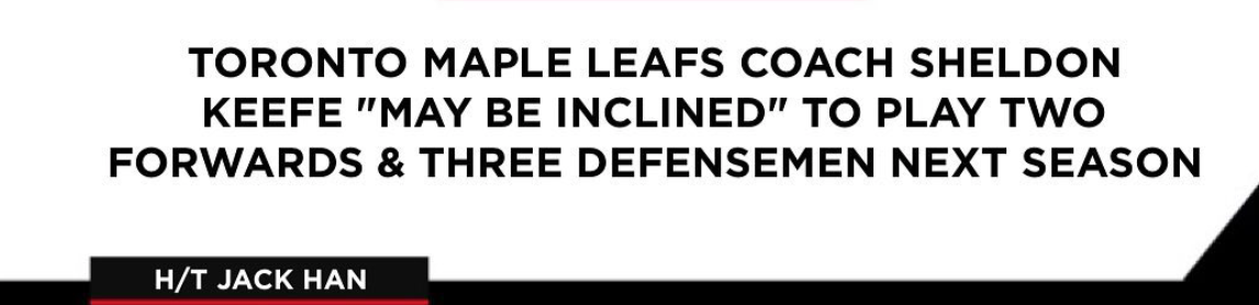 Les Leafs pourraient jouer à 2 attaquants et 3 défenseurs !!!