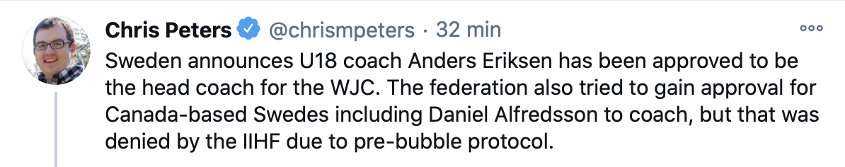 Daniel Alfredsson rejeté par IIHF...