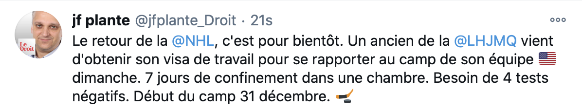 HAHA...Renaud Lavoie est tranquille sur le tweet...