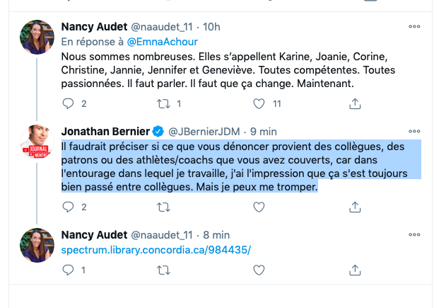Le journaliste sur le BEAT du CH REJETÉ par Nancy Audet...